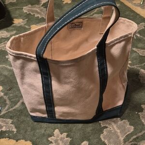 L.L. Bean Canvas Tote in Natural with Dark Teal Trim